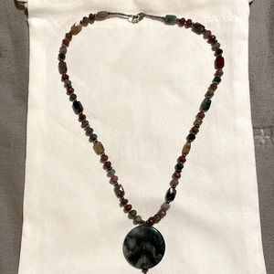 Stone and silver beaded necklace